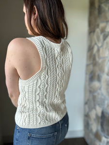 astra ivory cable sleeveless sweater