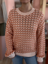 Load image into Gallery viewer, coral textured chevron sweater