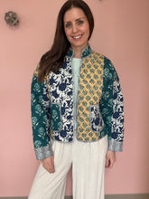 Load image into Gallery viewer, THML blue patchwork quilted jacket