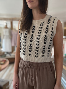 oatmeal+black chunky stitch vest