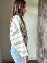 Load image into Gallery viewer, cream + stone stripe loose fit sweater