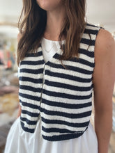 Load image into Gallery viewer, navy+white knit stripe vest