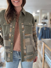 Load image into Gallery viewer, olive corduroy mix print jacket