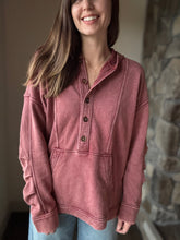 Load image into Gallery viewer, washed burgundy tunic sweatshirt