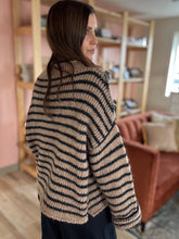 Load image into Gallery viewer, khaki + black stripe mock sweater