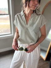 Load image into Gallery viewer, green stripe collared top