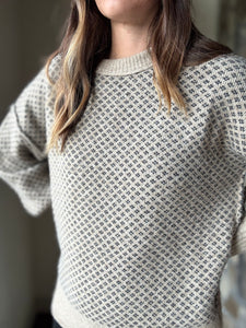 khaki black jacquard sweater