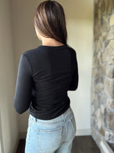 Load image into Gallery viewer, ultra soft black crew neck long sleeve tee