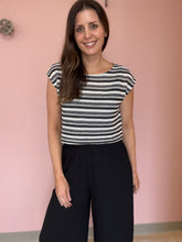 Load image into Gallery viewer, black + ivory stripe moonlit path top