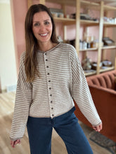 Load image into Gallery viewer, mocha stripe button cardigan