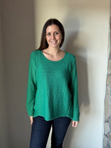 green classic cotton scoop sweater