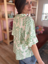 Load image into Gallery viewer, kelly green moroccan tile blouse