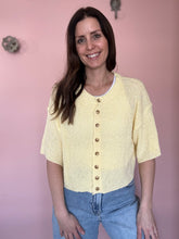 Load image into Gallery viewer, butter yellow half sleeve button cardi