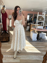 Load image into Gallery viewer, cream, sage + yellow midi dress