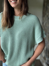 Load image into Gallery viewer, dusty mint short sleeve relaxed sweater
