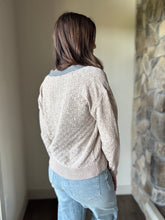Load image into Gallery viewer, taupe checkered weave button cardigan