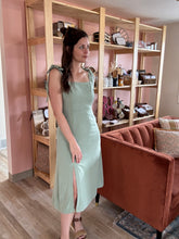 Load image into Gallery viewer, green tie strap midi dress