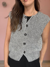 Load image into Gallery viewer, black marled button vest