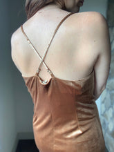 Load image into Gallery viewer, copper velvet midi slip dress