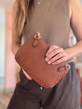 Load image into Gallery viewer, whiskey brown whipstitch crossbody purse + clutch