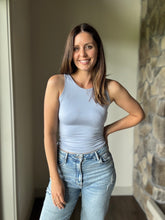 Load image into Gallery viewer, dusty blue soft boat neck tank top