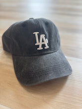 Load image into Gallery viewer, LA washed charcoal baseball hat