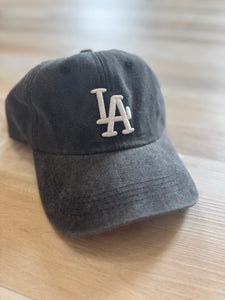 LA washed charcoal baseball hat
