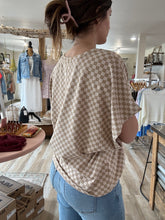 Load image into Gallery viewer, soft almond checkered dolman top