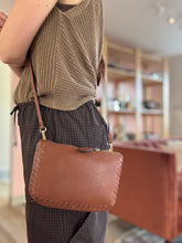 Load image into Gallery viewer, whiskey brown whipstitch crossbody purse + clutch