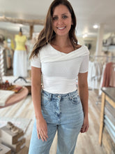 Load image into Gallery viewer, off white asymmetrical twist ribbed top