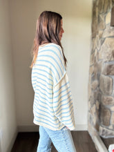 Load image into Gallery viewer, oversized cream+chambray stripe sweater