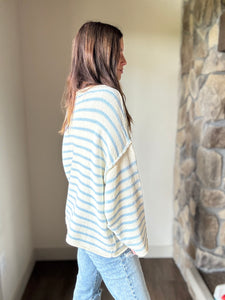 oversized cream+chambray stripe sweater