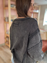 Load image into Gallery viewer, black mineral washed oversized pullover