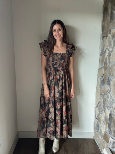 olive daydreamer smocked dress