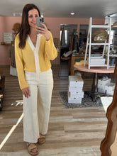 Load image into Gallery viewer, butter yellow color-block button cardigan