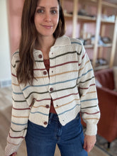 Load image into Gallery viewer, retro fall stripe button cardi