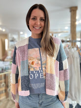 Load image into Gallery viewer, blue + lavender multi check cardigan