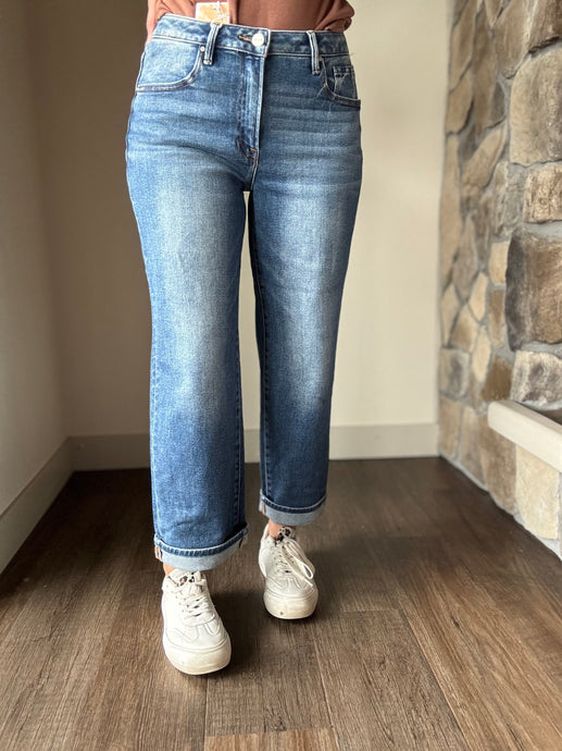midrise ankle boyfriend cuff jeans