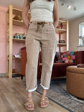 Load image into Gallery viewer, camel stripe barrel pants