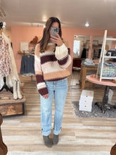 Load image into Gallery viewer, burgundy butter pecan chunky hand-knit sweater