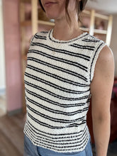 Load image into Gallery viewer, cream+ black stripe sweater tank