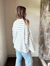 Load image into Gallery viewer, oversized cream+chambray stripe sweater