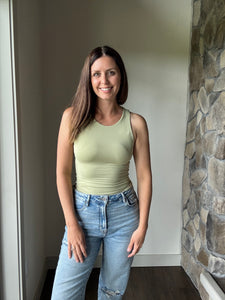 pistachio soft boat neck tank top