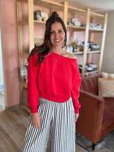 Load image into Gallery viewer, red off shoulder sweatshirt