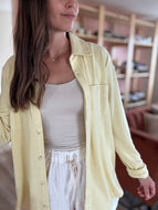 serene butter yellow soft button up