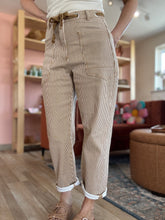 Load image into Gallery viewer, camel stripe barrel pants
