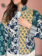 Load image into Gallery viewer, THML blue patchwork quilted jacket