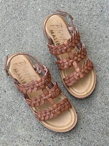 blowfish cognac braided sandals