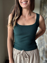 Load image into Gallery viewer, dark pine ribbed square neck tank