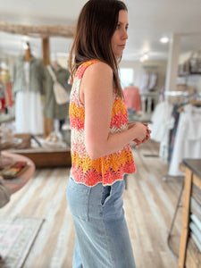 coral crochet tank